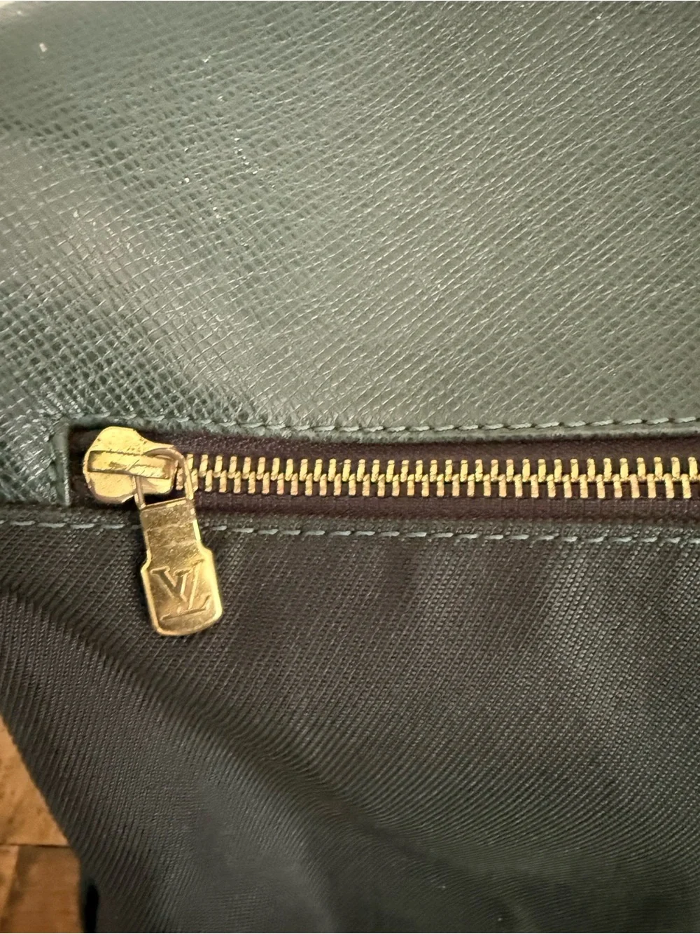 Louis Vuitton Dark Green Taiga  Leather Messenger Bag with Brass Hardware